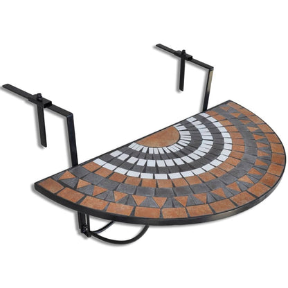 Tavolo Sospeso da Balcone Terracotta e Bianco con Mosaico | homemem39