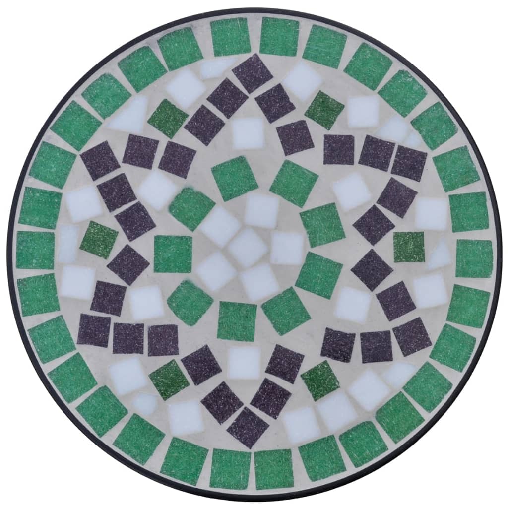 Tavolino per Piante con Mosaico Verde e Bianco - homemem39