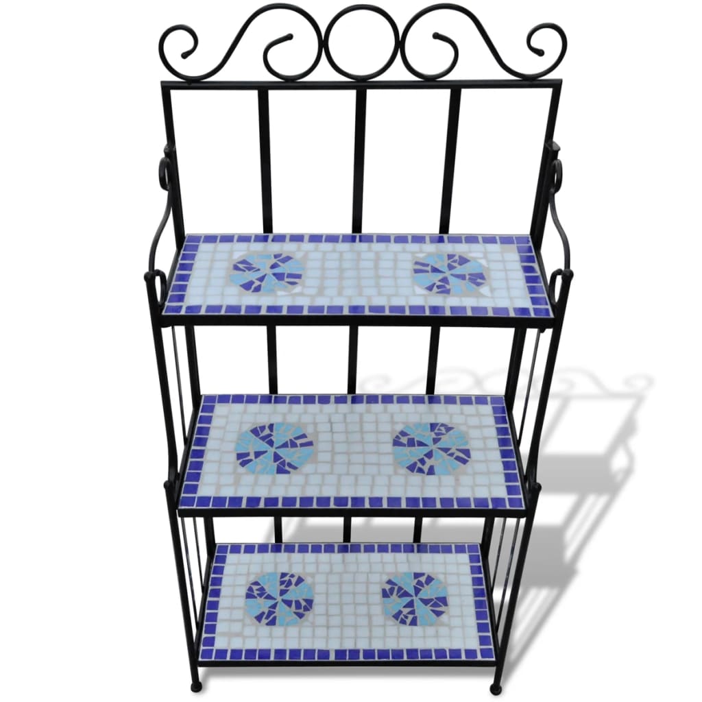 Piedistallo per Piante Terracotta con Mosaico Blu e Bianco | homemem39