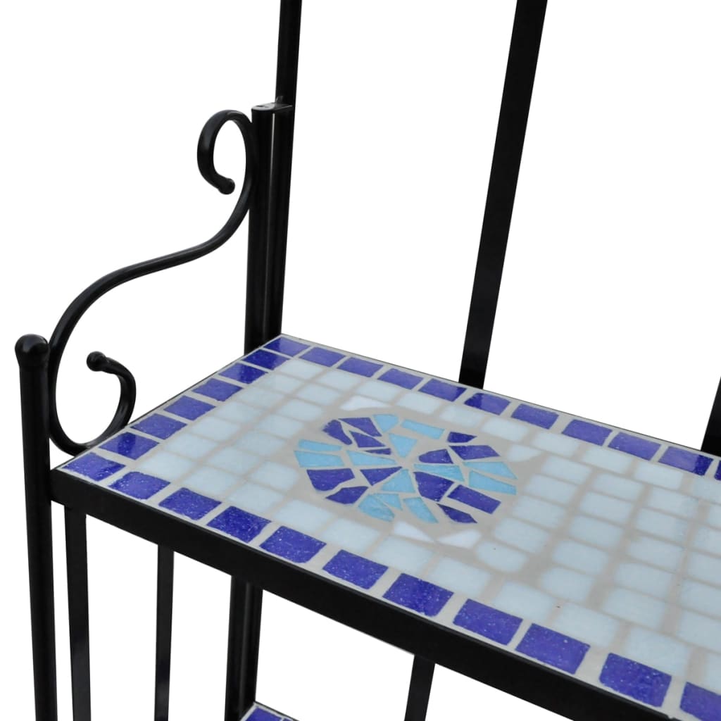 Piedistallo per Piante Terracotta con Mosaico Blu e Bianco | homemem39