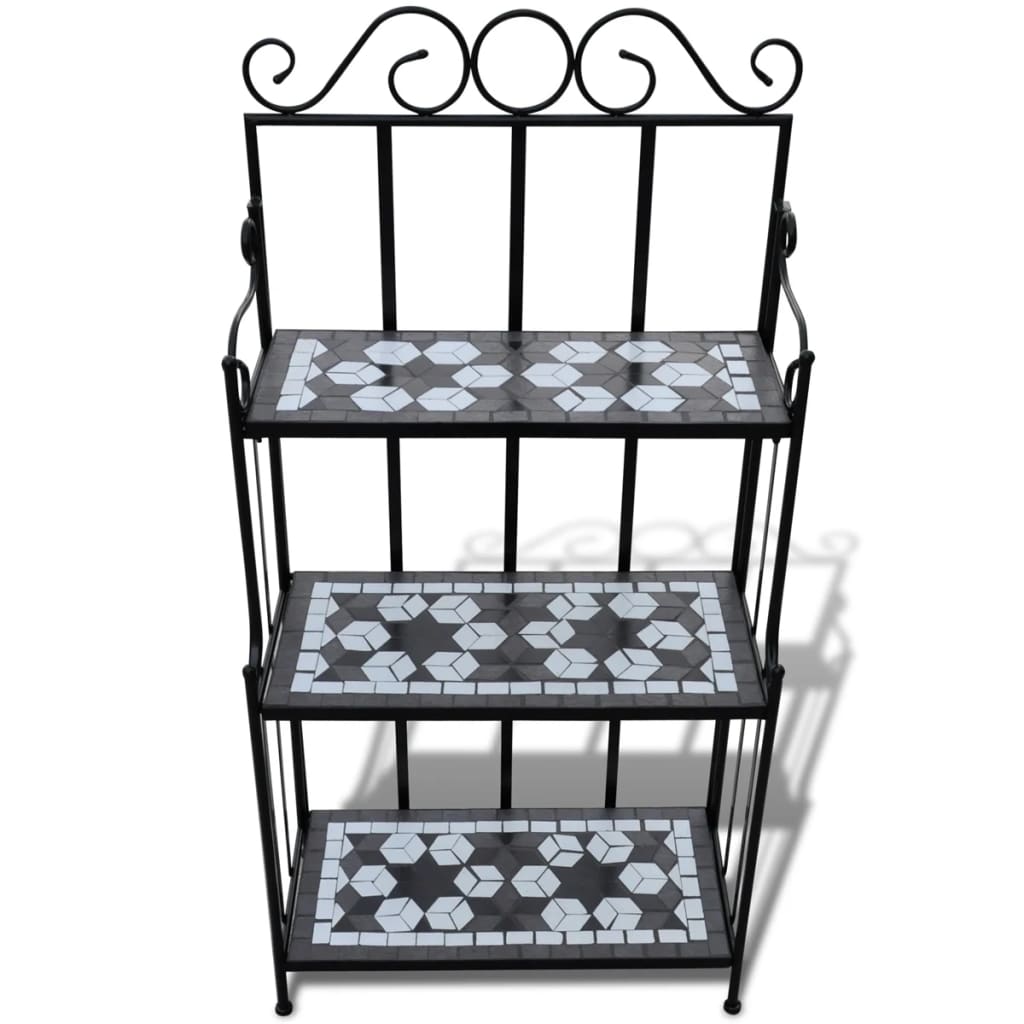 Piedistallo per Piante Terracotta con Mosaico Nero e Bianco | homemem39