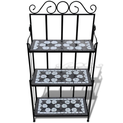 Piedistallo per Piante Terracotta con Mosaico Nero e Bianco | homemem39