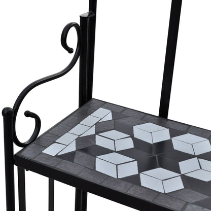Piedistallo per Piante Terracotta con Mosaico Nero e Bianco | homemem39