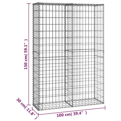 Cesto Gabbione con Coperchio in Filo Zincato 150 x 100 x 30 cm