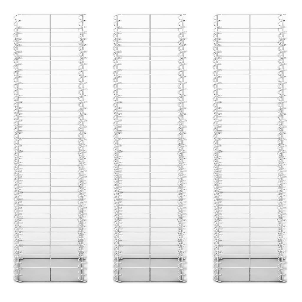 Gabionen-Set 3-tlg. aus verzinktem Draht 25 x 25 x 100 cm