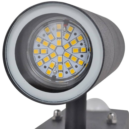 Lampada LED a Parete Acciaio Inox Forma Cilindrica Nera con Sensore