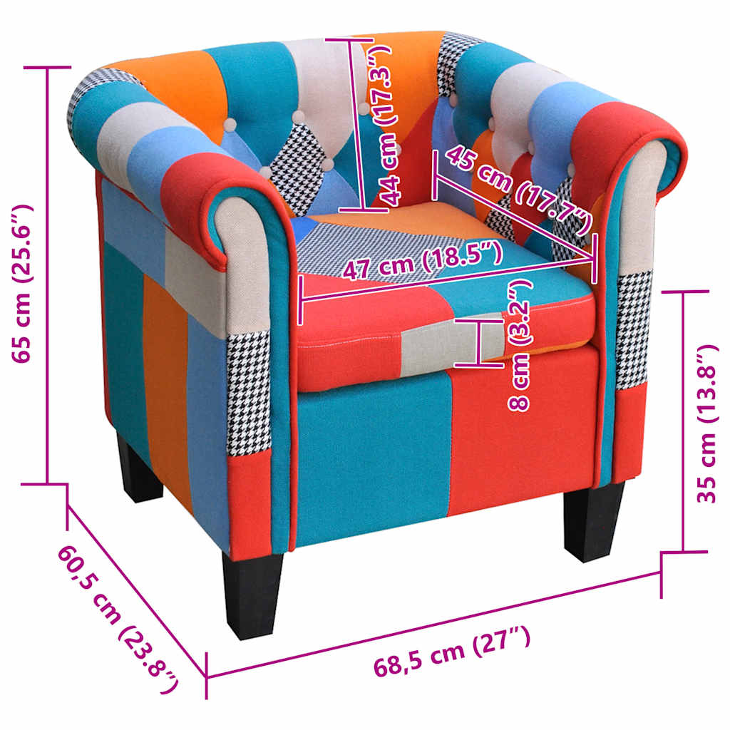 Poltrona con Design Patchwork in Tessuto
