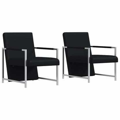 Poltrone 2 pz con Telaio Cromato Nere in Similpelle
