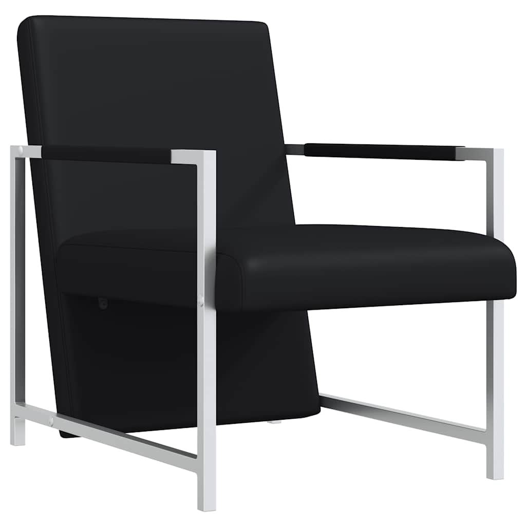 Poltrone 2 pz con Telaio Cromato Nere in Similpelle | homemem39