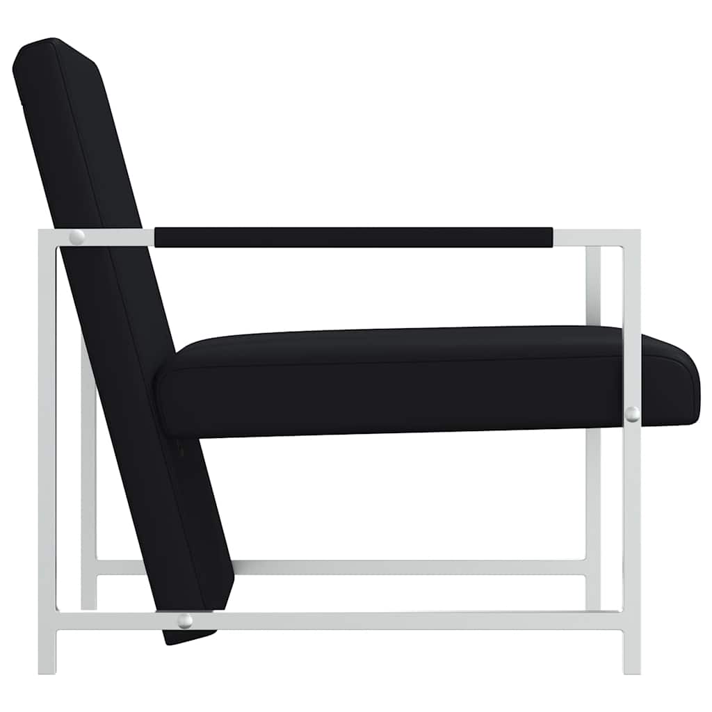 Poltrone 2 pz con Telaio Cromato Nere in Similpelle