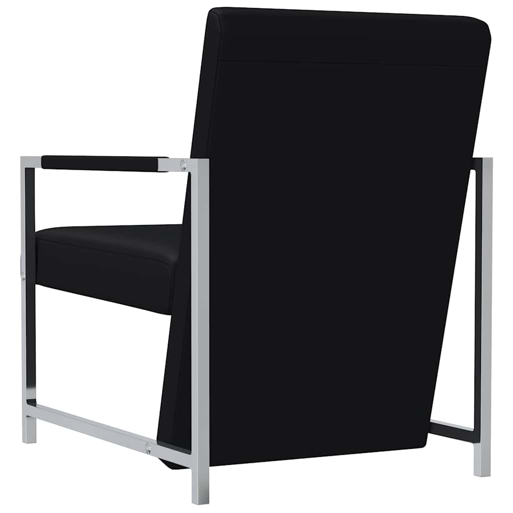Poltrone 2 pz con Telaio Cromato Nere in Similpelle | homemem39