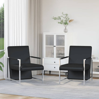 Poltrone 2 pz con Telaio Cromato Nere in Similpelle | homemem39