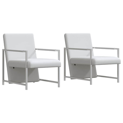 Poltrone 2 pz con Telaio Cromato Bianche in Similpelle | homemem39