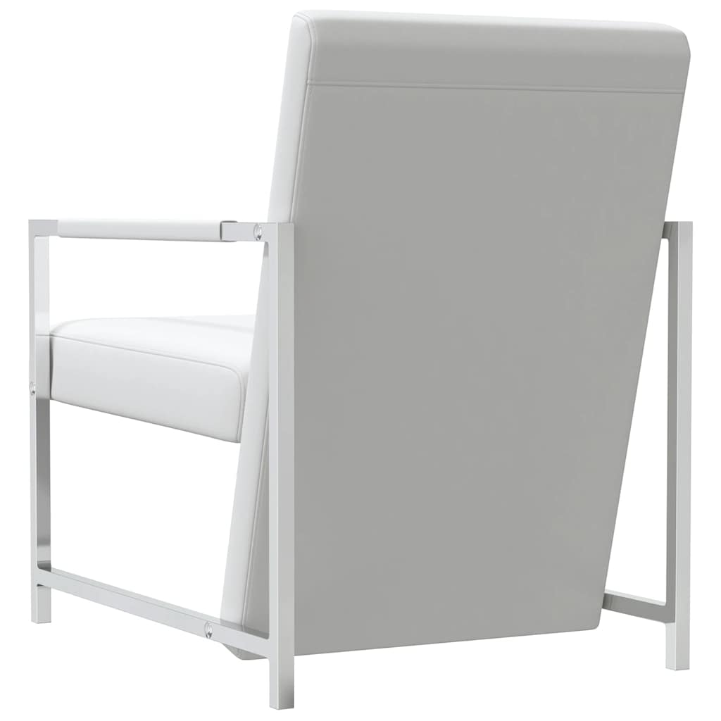 Poltrone 2 pz con Telaio Cromato Bianche in Similpelle | homemem39