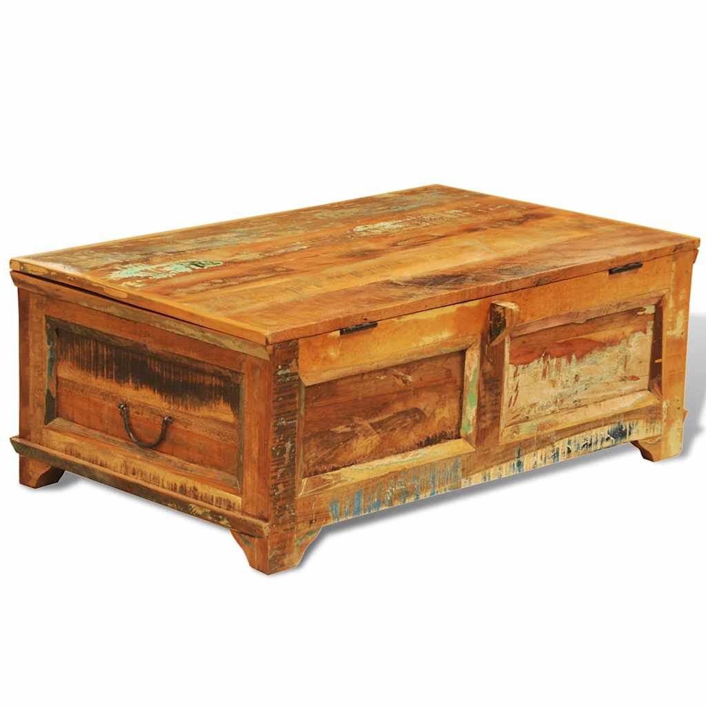 Tavolino da Caffè con Stoccaggio Vintage in Legno di Recupero | homemem39