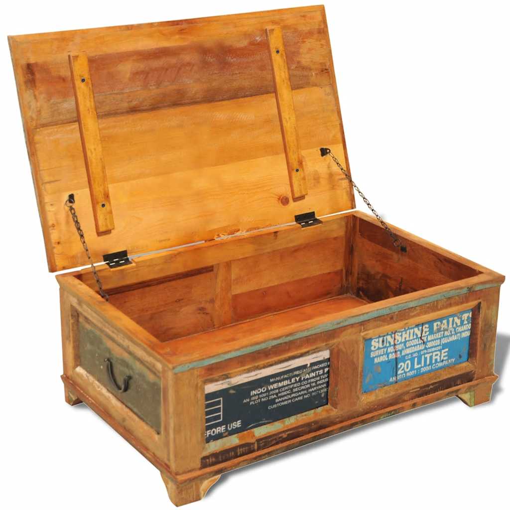Tavolino da Caffè con Stoccaggio Vintage in Legno di Recupero | homemem39
