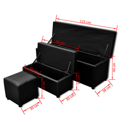 Set Cassapanche e Poggiapiedi in Pelle Artificiale Nero | homemem39