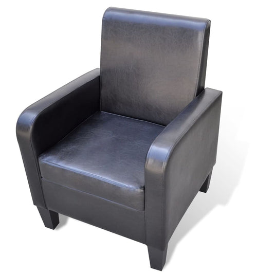 Black armchair in imitation leather