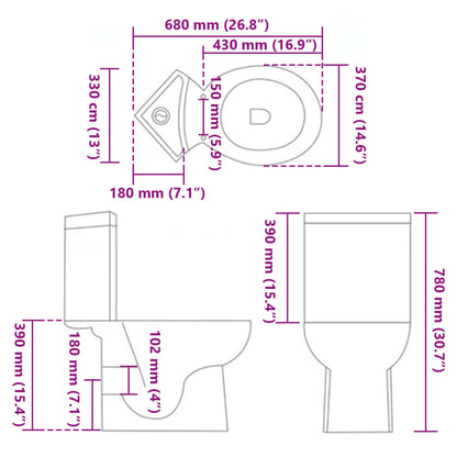 Vaso WC in Ceramica da Bagno ad Angolo Bianco