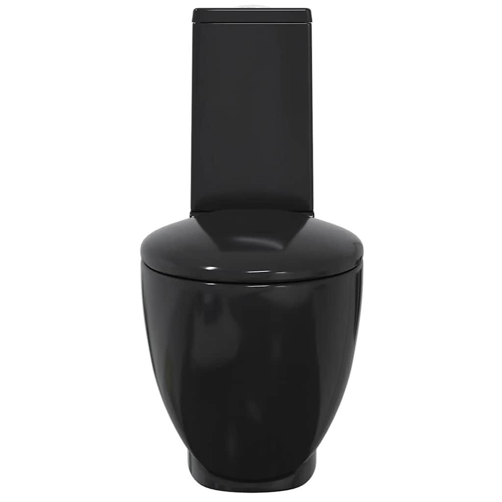 Vaso WC in Ceramica da Bagno Rotondo Base con Scarico Nero