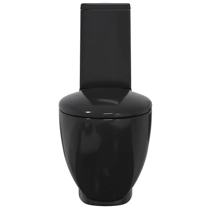 Vaso WC in Ceramica da Bagno Rotondo Base con Scarico Nero