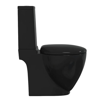 Vaso WC in Ceramica da Bagno Rotondo Base con Scarico Nero