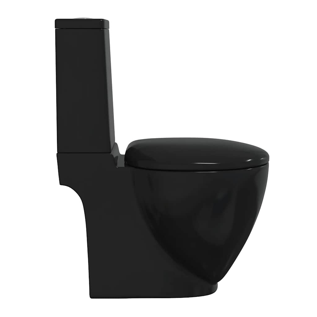 Vaso WC in Ceramica da Bagno Rotondo Base con Scarico Nero