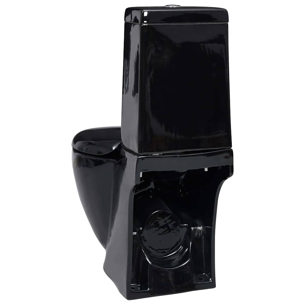 Vaso WC in Ceramica da Bagno Rotondo Base con Scarico Nero