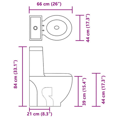 Vaso WC in Ceramica da Bagno Rotondo Base con Scarico Nero