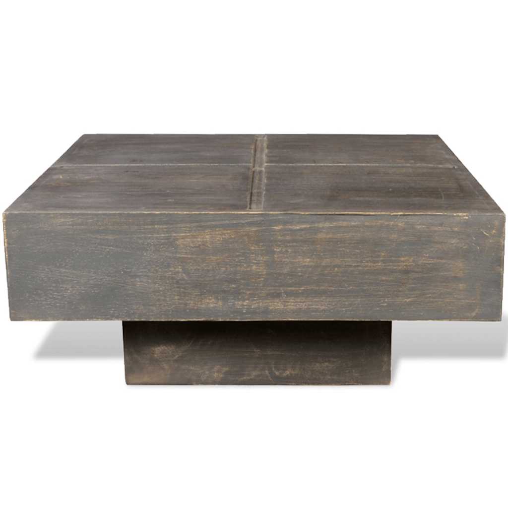 Tavolino da Salotto Marrone Scuro Quadrato Legno Massello Mango