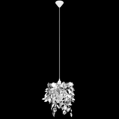 Lampadario da Soffitto Foglie e Paillette 21,5 x 30 cm Argento - homemem39