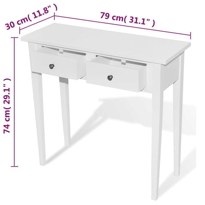 Tavolo Consolle da Trucco con 2 Cassetti Bianco | homemem39