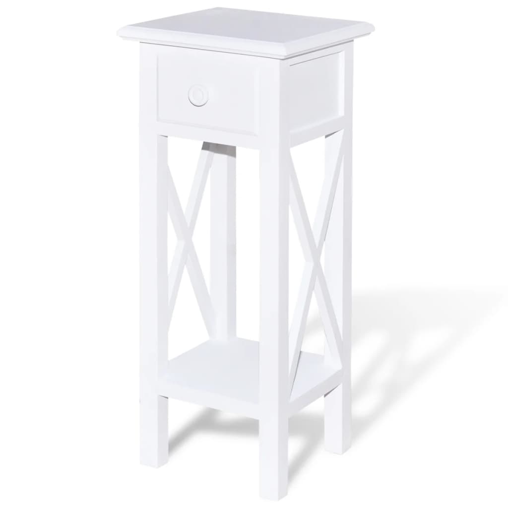 Tavolino Laterale con Cassetto Bianco | homemem39