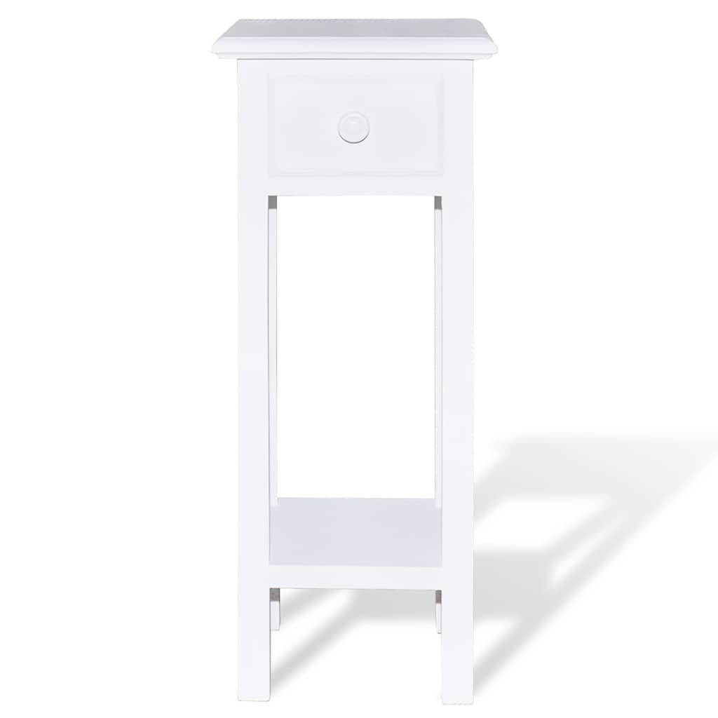 Tavolino Laterale con Cassetto Bianco