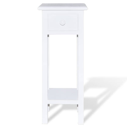 Tavolino Laterale con Cassetto Bianco