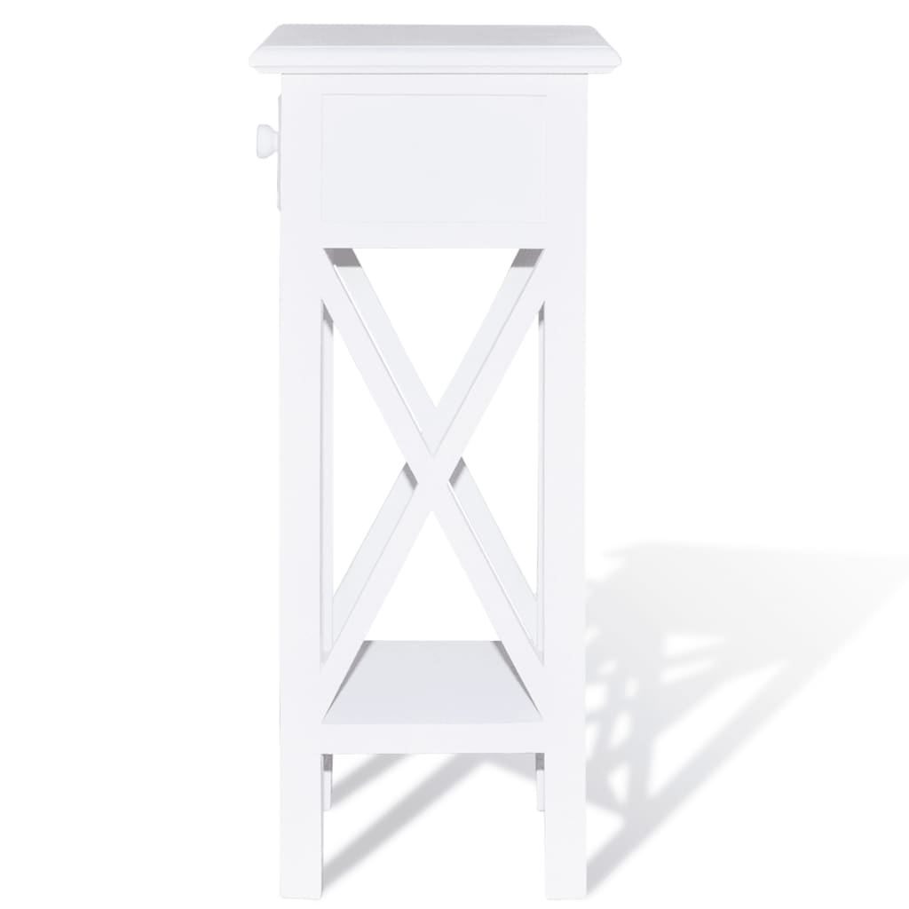 Tavolino Laterale con Cassetto Bianco | homemem39