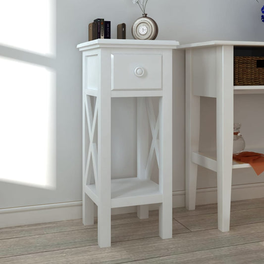 Tavolino Laterale con Cassetto Bianco | homemem39