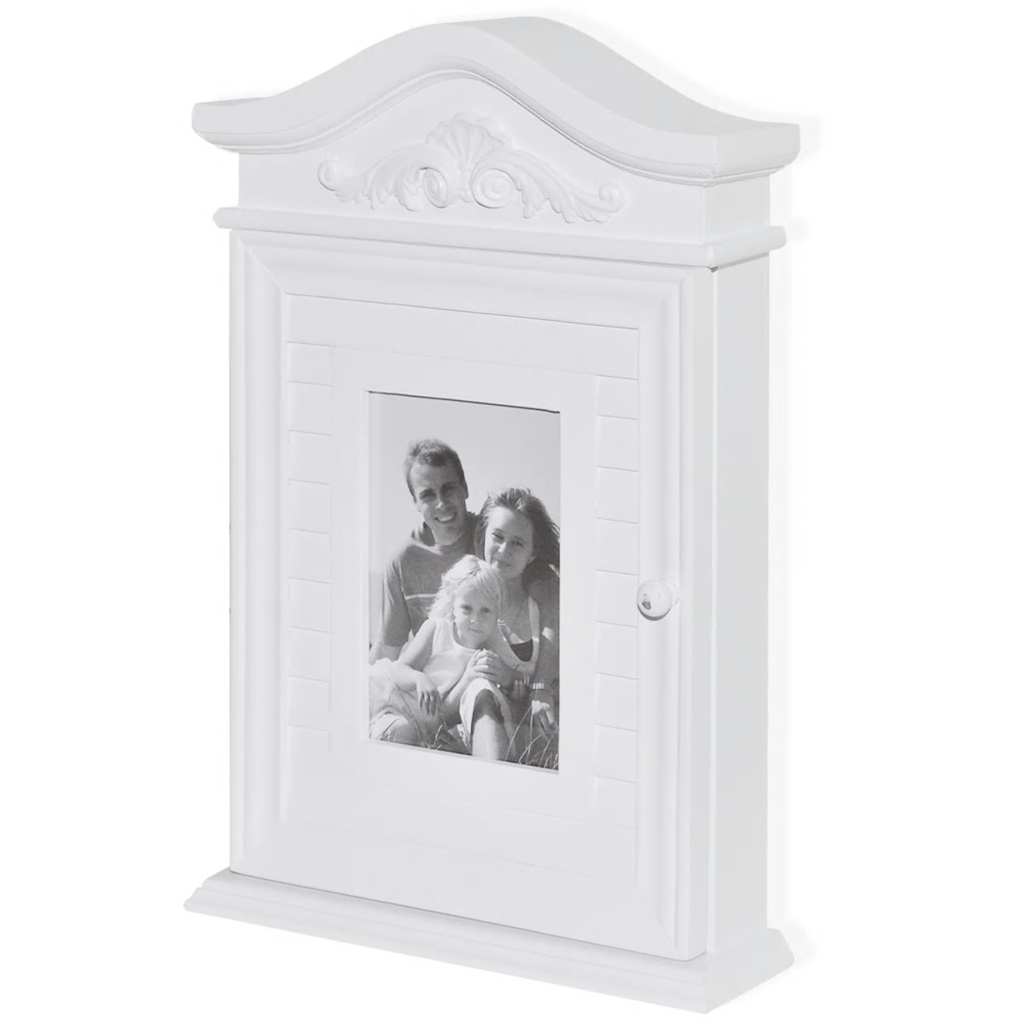 Armadietto per Chiavi con Cornice Foto Bianco
