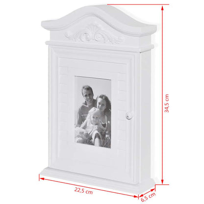 Armadietto per Chiavi con Cornice Foto Bianco
