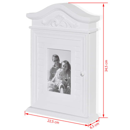 Armadietto per Chiavi con Cornice Foto Bianco