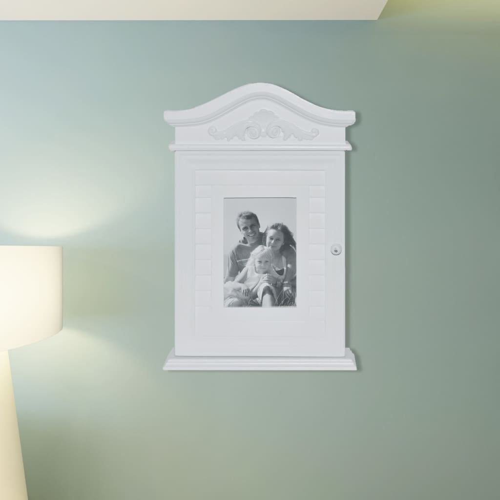 Armadietto per Chiavi con Cornice Foto Bianco