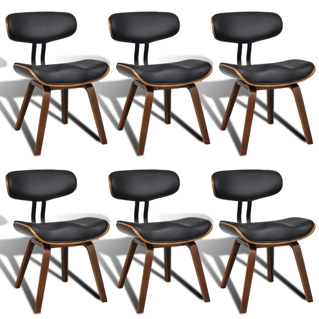 Dining Chairs 6 pcs in Bent Wood and Faux Leather