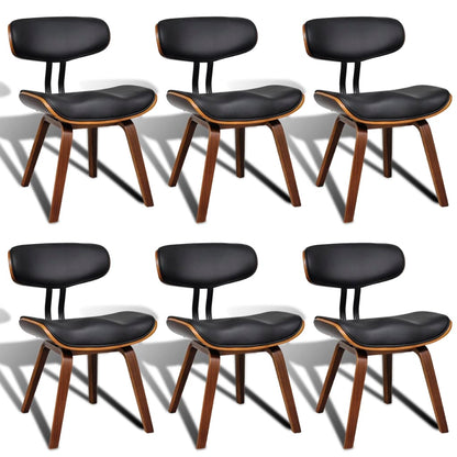 Dining Chairs 6 pcs in Bent Wood and Faux Leather