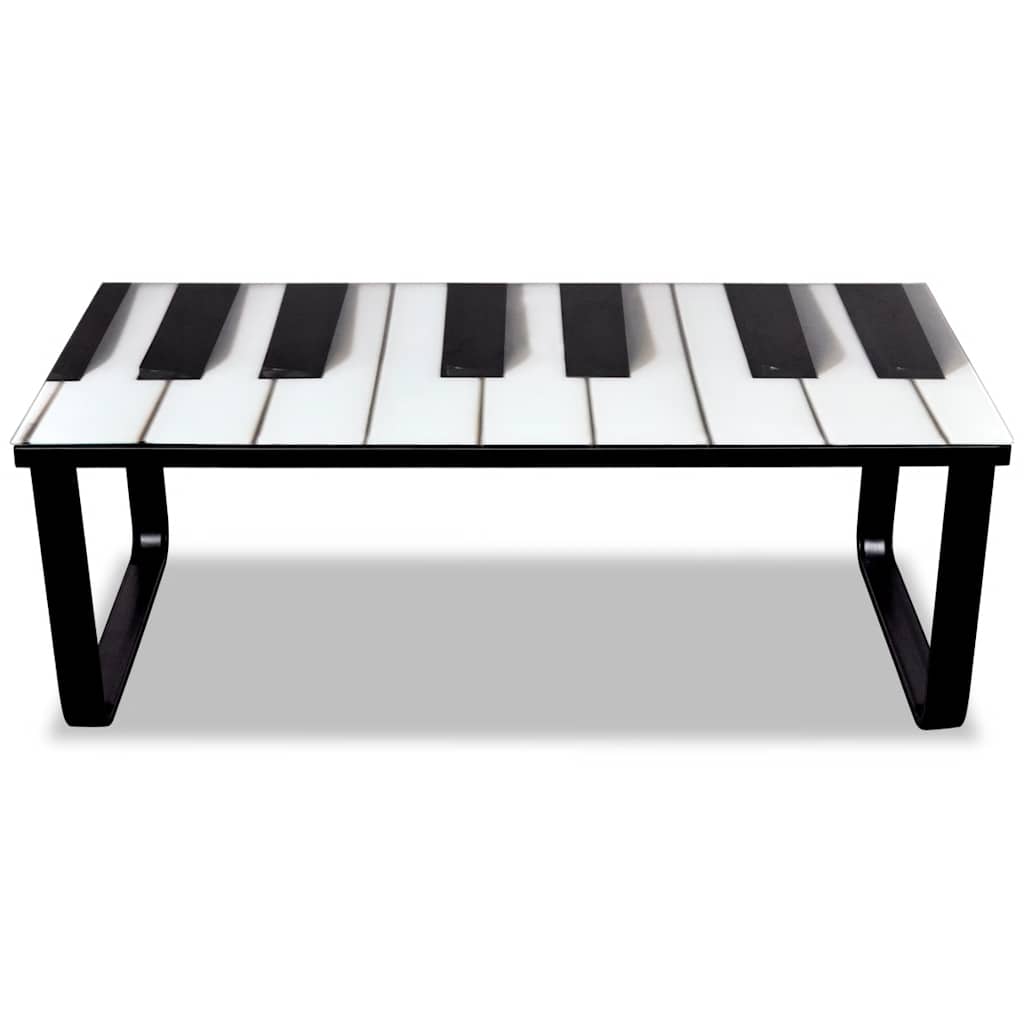Tavolino da Salotto con Piano in Vetro con Stampa Pianoforte