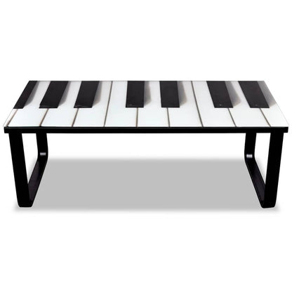 Tavolino da Salotto con Piano in Vetro con Stampa Pianoforte