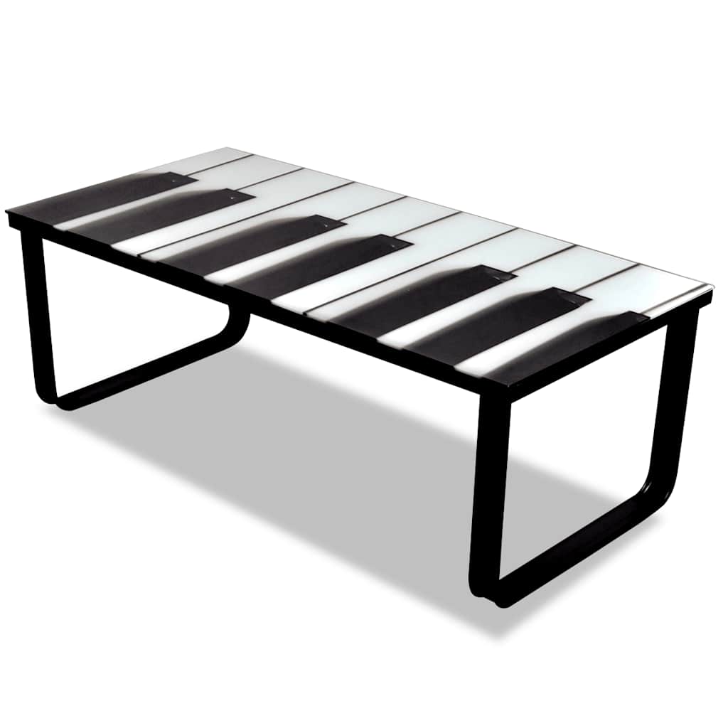 Tavolino da Salotto con Piano in Vetro con Stampa Pianoforte