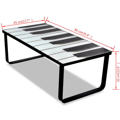 Tavolino da Salotto con Piano in Vetro con Stampa Pianoforte