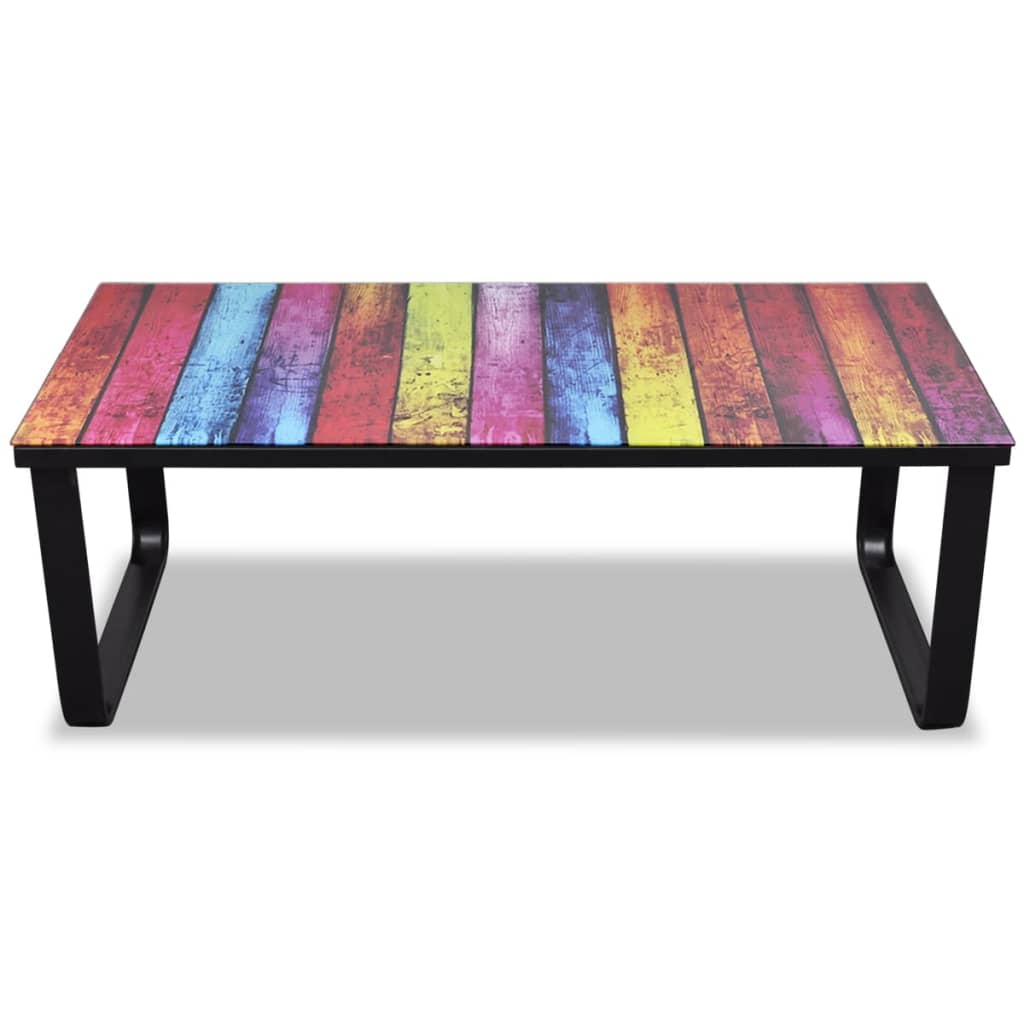 Tavolino da Salotto con Piano in Vetro con Stampa Arcobaleno | homemem39