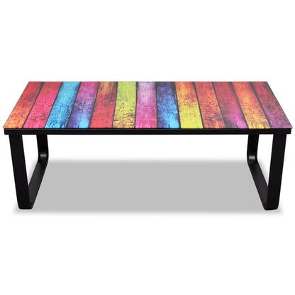 Tavolino da Salotto con Piano in Vetro con Stampa Arcobaleno | homemem39