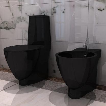 Set Toilette e Bidè in Ceramica Nero - homemem39